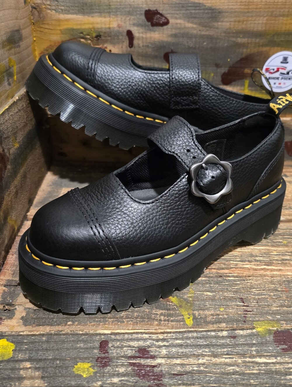 Dr. Martens Addina Flower Black Milled Nappa UK 4 (US Women's 6) M New